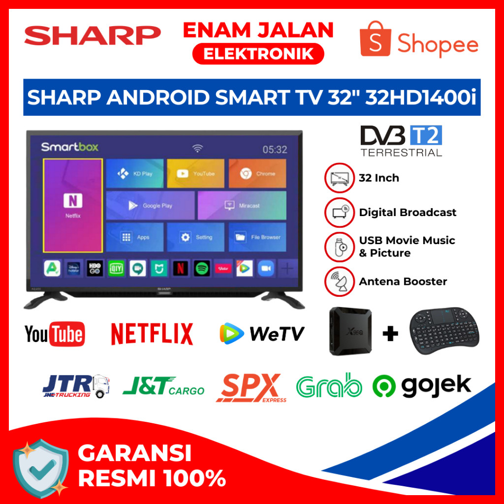 Jual SA SHARP 32 Inch Android Smart TV HD Digital 32HD1400i | Shopee ...
