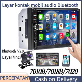COD_7018B 7010B 7020 Head Unit Android Double Din 7 Inch Bluetooth Audio Car MP3 MP5 Player In Touch Screen Radio Dan Kamera Mundur Mobil LED