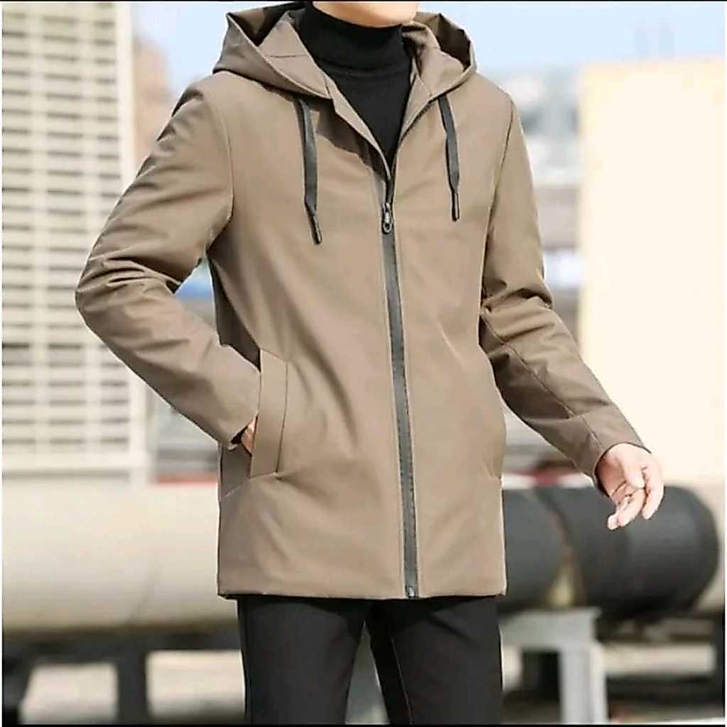 Jaket Pria Mantel Tebal Long Coat Bahan Drill Dakron foto 1