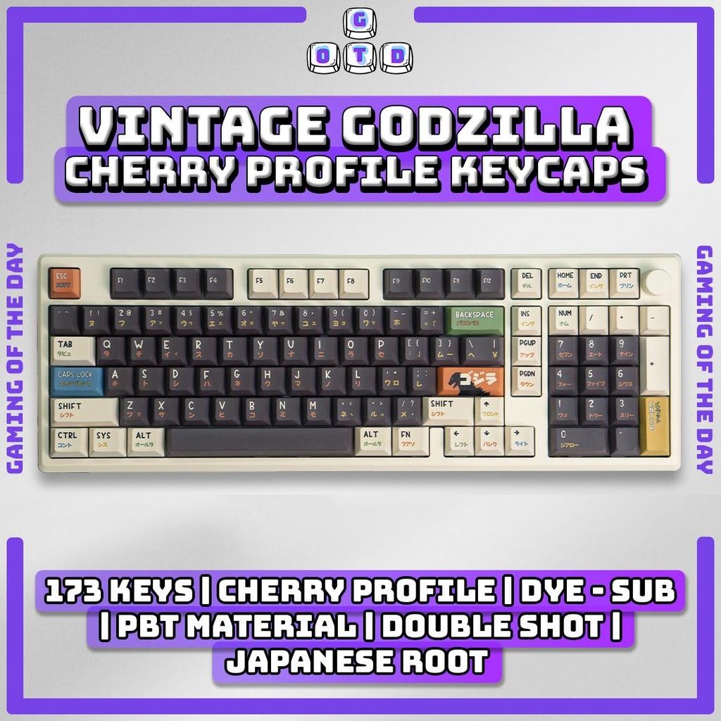Jual Vintage Godzilla Keycaps Japanese Root PBT Dye Sub Cherry Profile ...