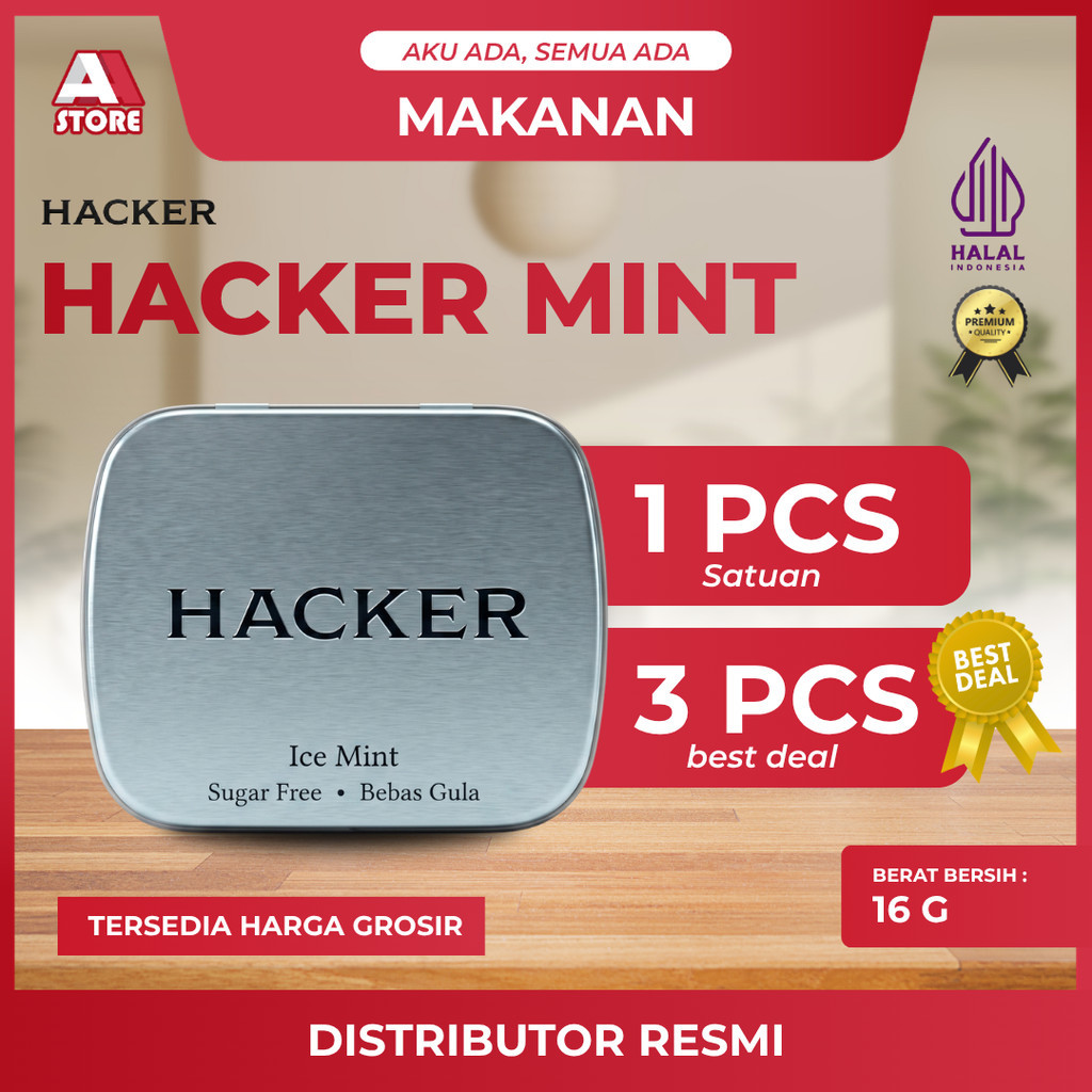 Jual HACKER Permen Bebas Gula Sugar Free Mint Candy 16gr Halal BPOM ...