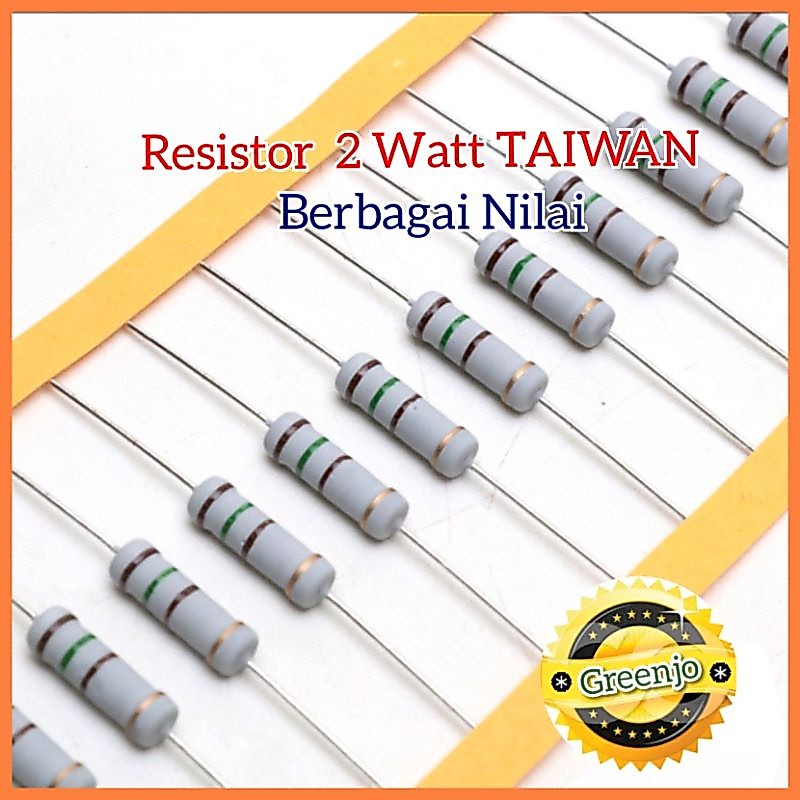 Resistor TAIWAN 2W 0.22R 10R 56R 220R 330R 390R 1M DLL Original  Metal Oxide Tahan Panas 5 persen 2 Watt  ( 2W Bagian ke 1)