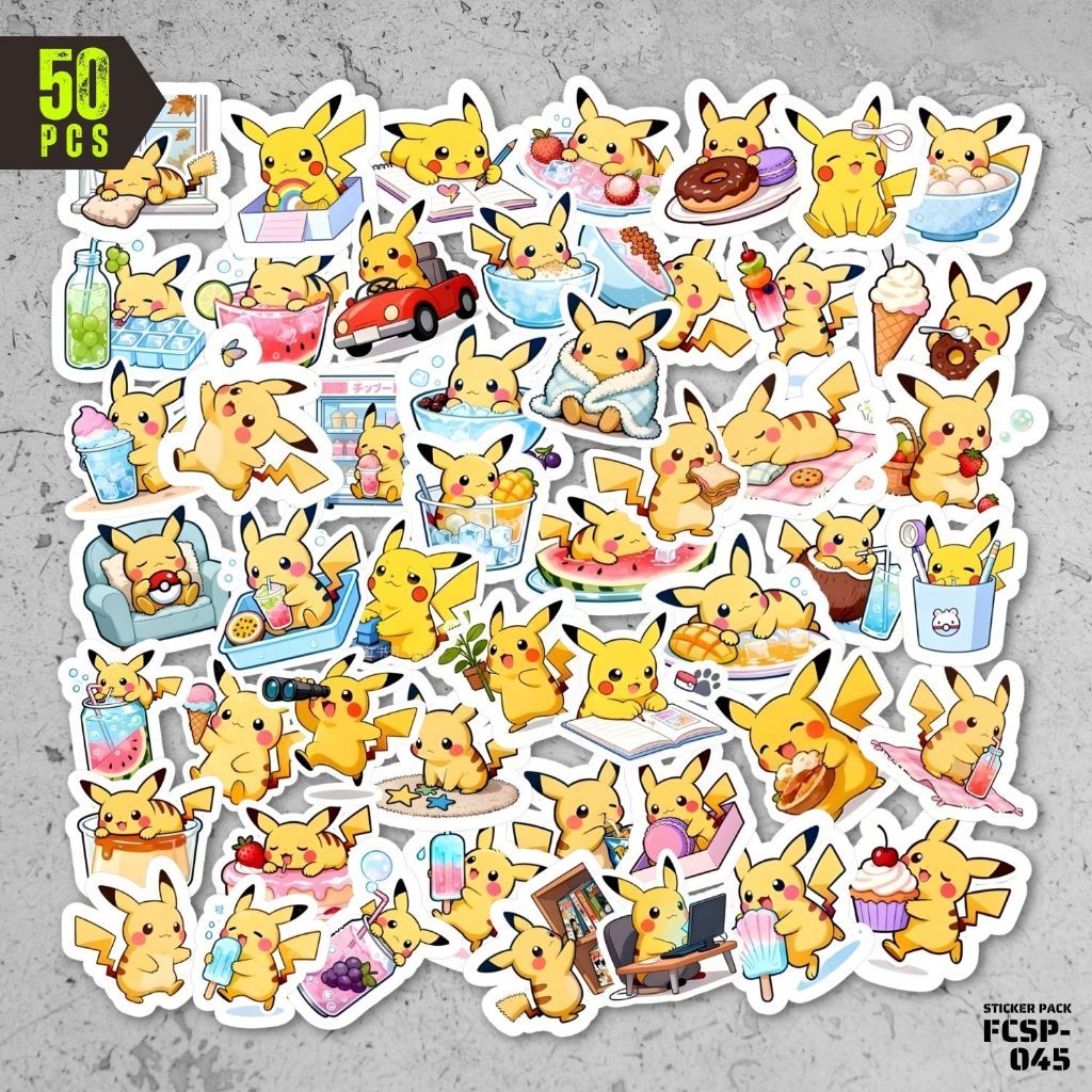 Jual Stiker Pack Kartun Pokemon Pikachu Lucu 50 Pcs Sticker Set Vinyl ...