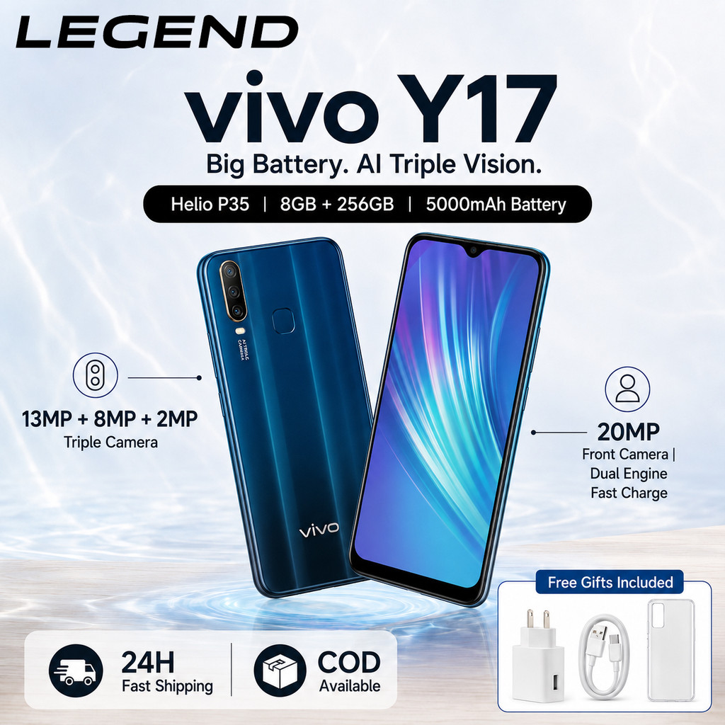 VIVO Y17 RAM 8GB ROM 256GB Smartphone 4G LTE Layar 6.35" 5000mAh Fullset Garansi 1 Tahun