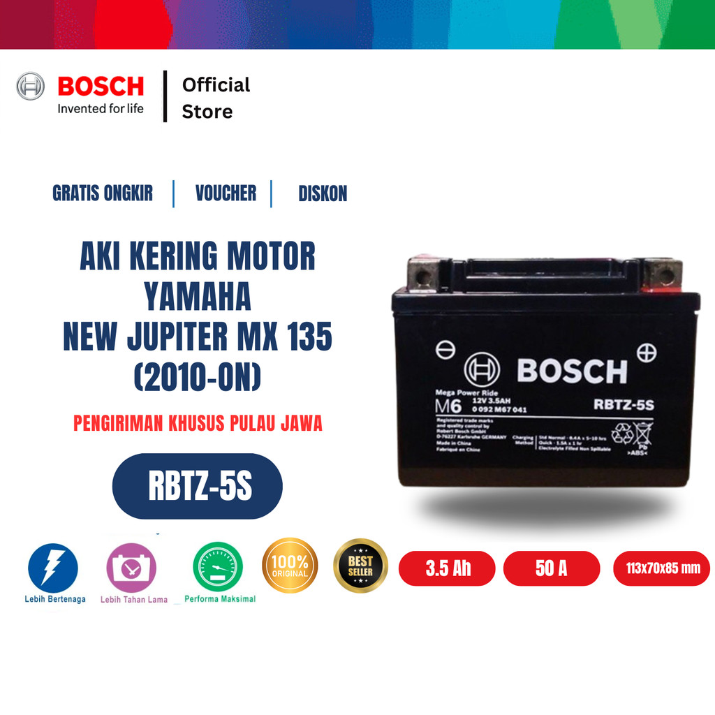 Bosch Aki Kering Motor Yamaha New Jupiter MX 135 2010-on - Maintenance Free - RBTZ-5S
