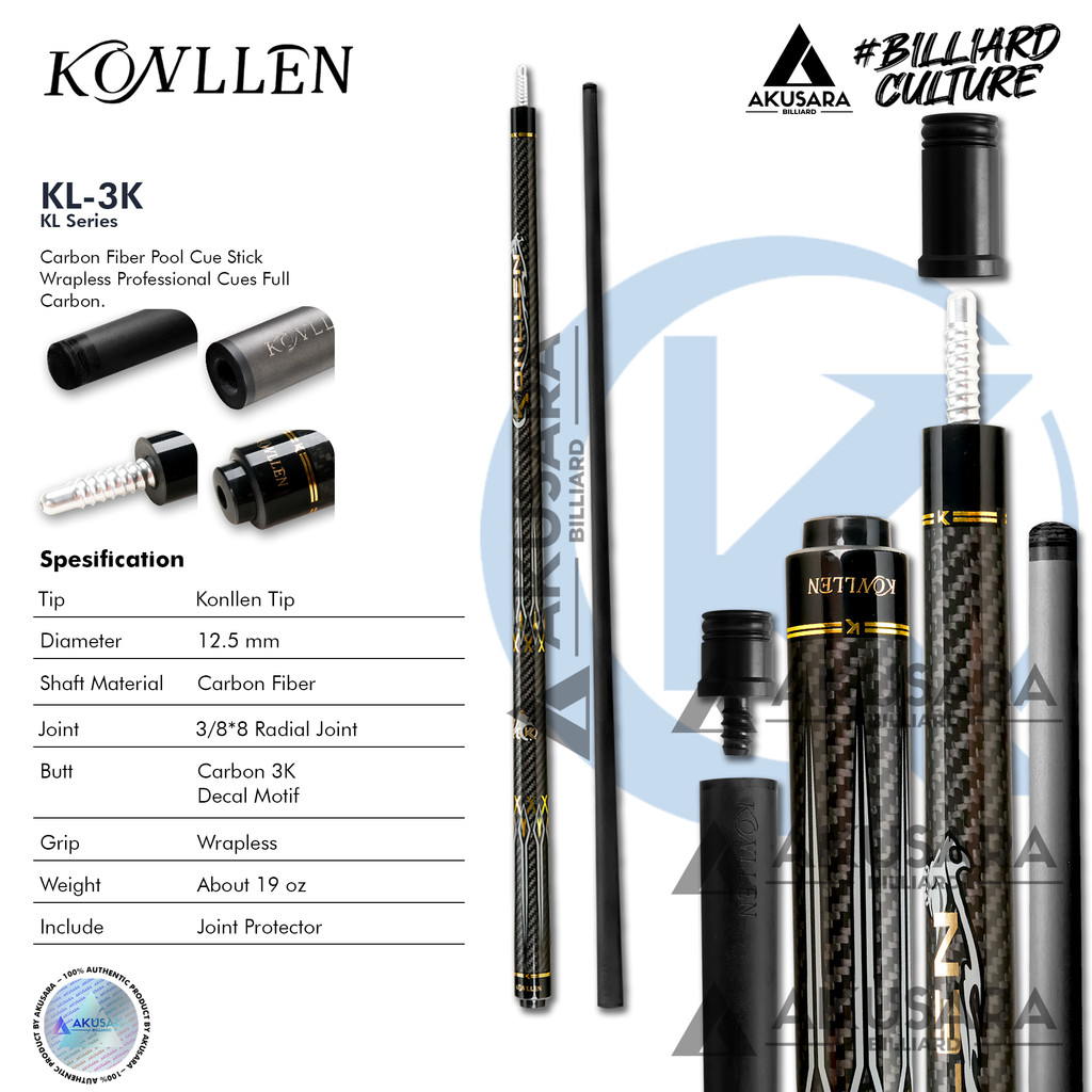 Jual Konllen 3K Carbon Fiber Cue Stick Billiard | Shopee Indonesia