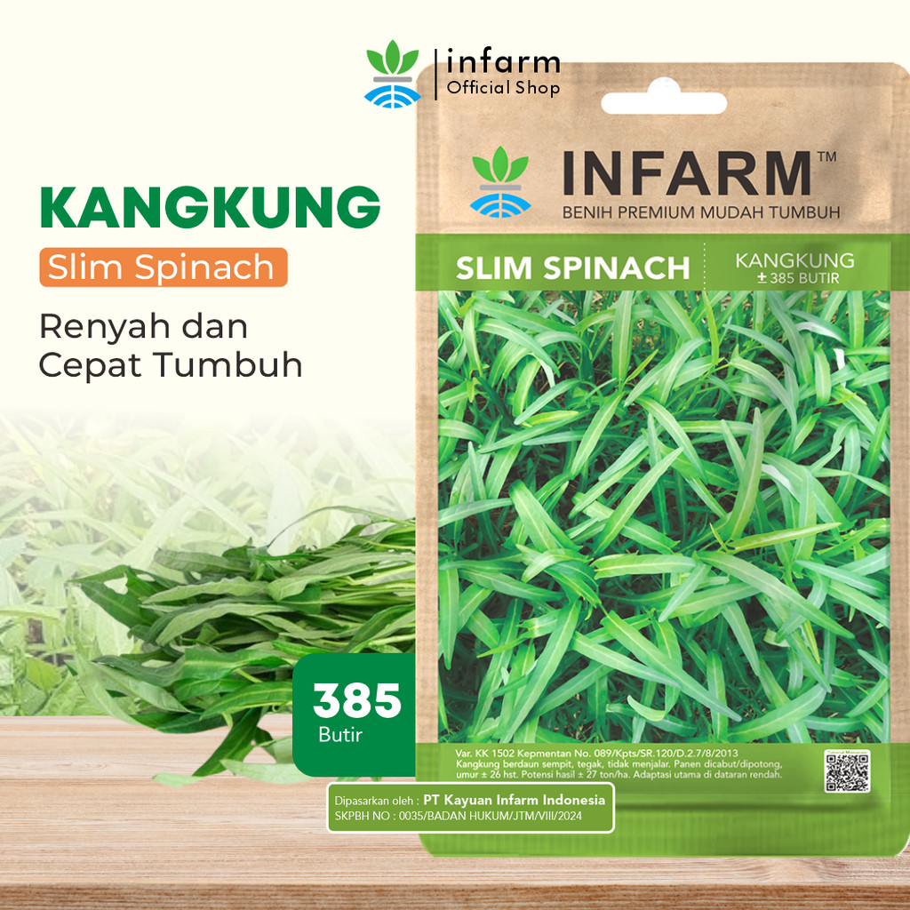 INFARM - Benih Sayur Kangkung Slimspinach, Benih Unggul Sayur Kangkung Daun Sempit Bibit Premium