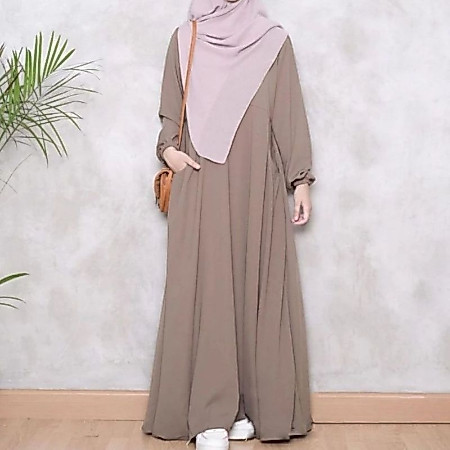 ALMA Gamis Polos Katun Poly Tangan Kancing S M L XL XXL
