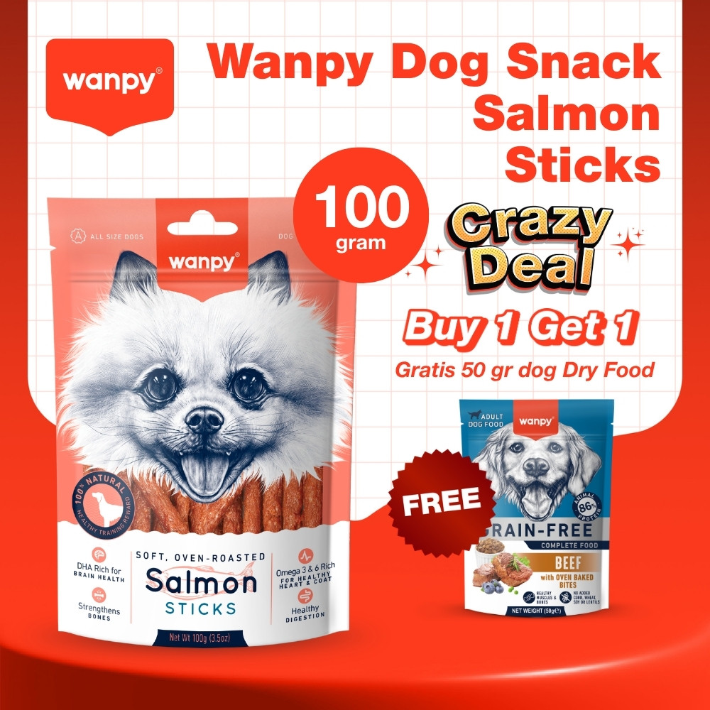 Jual Wanpy Dog Snack Treats Camilan Anjing Jerky Salmon Fish Shape ...