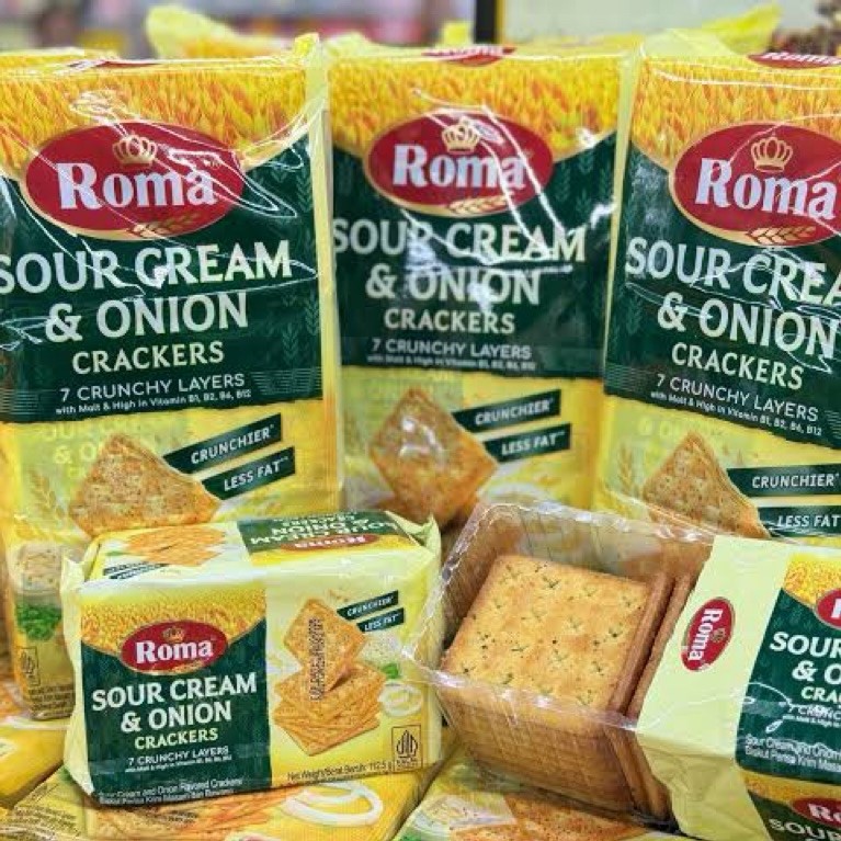 Jual Roma sour cream & onion crackers 7 crunchy layer import | Shopee ...