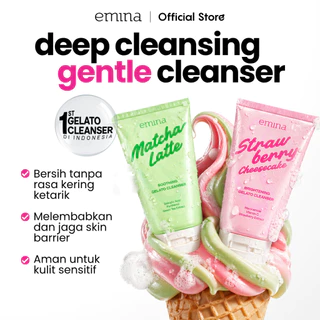 NEW! Emina Gelato Cleanser Series 100 ml- Facial Wash Gentle Brightening, Face Wash Mencerahkan Glowing, Sabun Cuci Muka Mencerahkan Lembab Tanpa Ketarik, Facial Wash Soothing, Sabun Cuci Muka Jerawat, Oil Control Acne Prone,Cocok untuk Semua Jenis Kulit