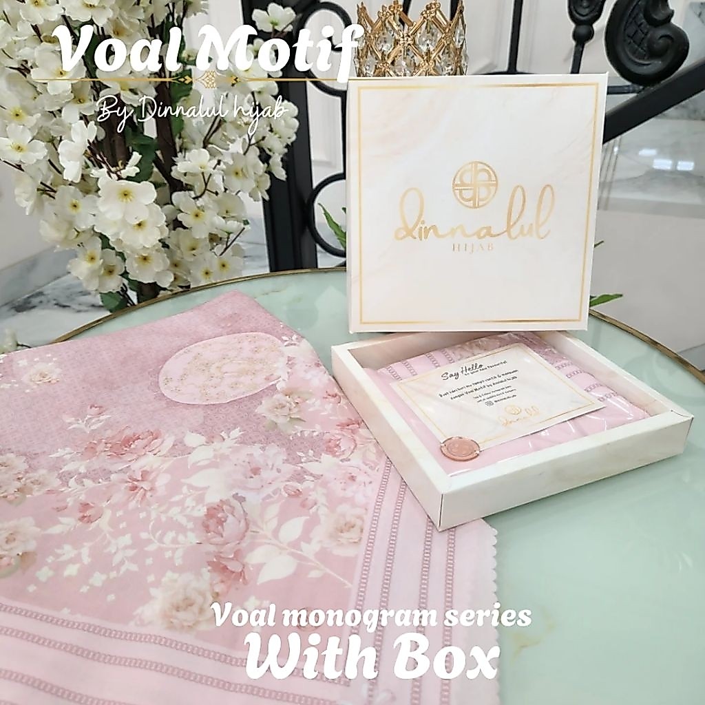 Hijab Segiempat Voal Motif with BOX by DinnalulHijab