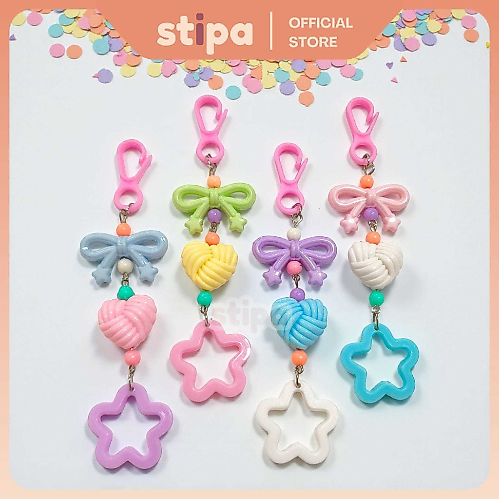 Jual STIPA Gantungan Tas HP Mote Susun Pita Love Bunga Bintang Ganci ...