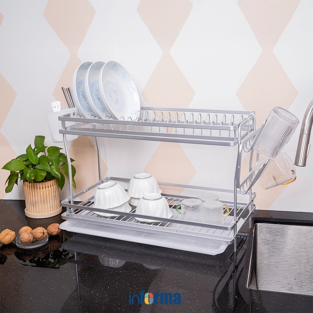 Jual Informa Dazza Rak Piring 2 Tingkat - Silver Dish Rack Tempat ...