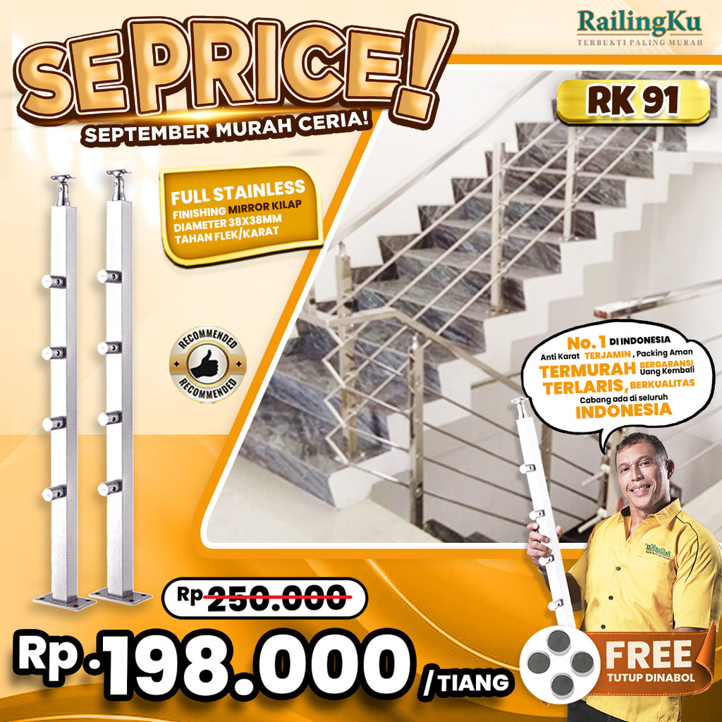 Jual Railing Tangga Pipa Jari Jari Minimalis Tiang Railingku [SEPRICE ...