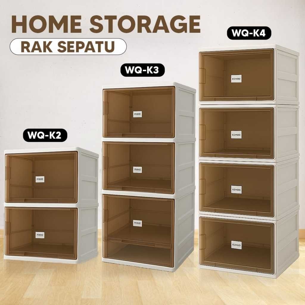 Jual Rak Sepatu Plastik Rak Susun Portable dengan Pintu Transparan ...