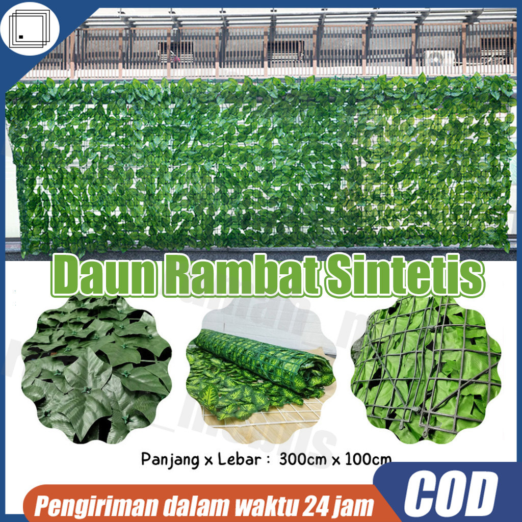 Plastik Dinding Rumput Buatan/Rumput Sintetis /3M X 1M /Daun Rambat Sintetis/Daun Pagar Roll Artificial Hias/Daun Hias/Daun palsu/Rumput Hias/Tanaman Hiasan Daun/Rumah Pagar Dinding Roll /Daun Rambat Import Termurah /Artificial Rumput Palsu Gulungan