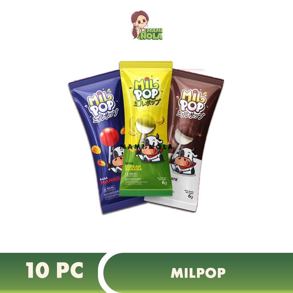 Jual Permen Susu Milpop Rasa Coklat Susu Strawbery Banana Isi 10 pc ...