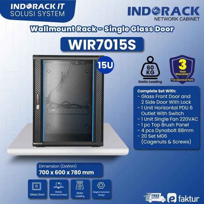 Jual Wallmount Rack INDORACK Glass Door Rak Server 15U Depth 700mm ...