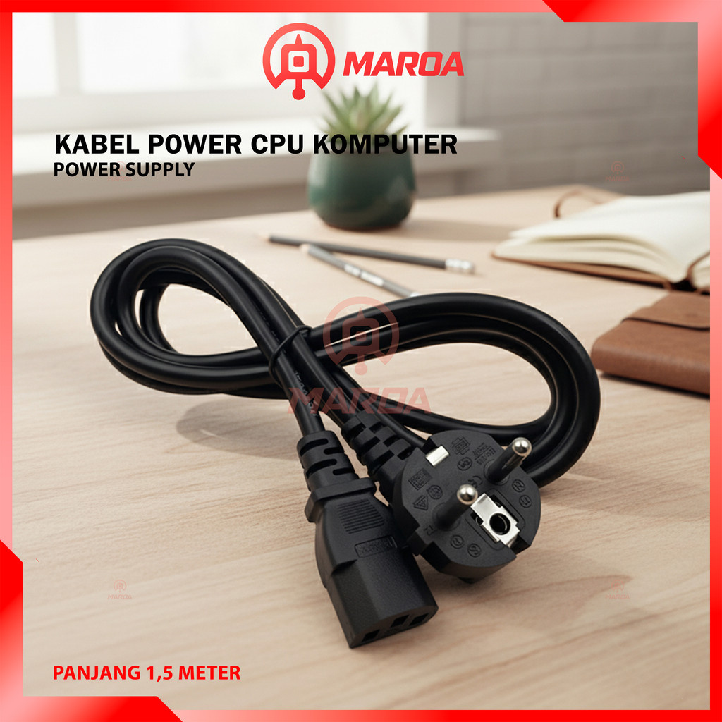 Jual Kabel Power Supply Komputer CPU PC 1.5 Meter Kabel Listrik Colokan ...