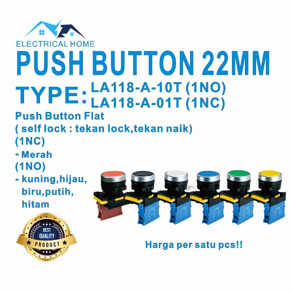 Jual PUSH BUTTON SWITCH SELF LOCKING 22MM | Shopee Indonesia
