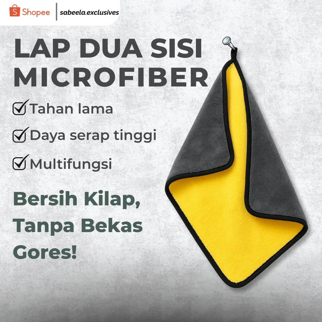 Jual Kain Lap Microfiber Kuning Dua sisi Penyerap minyak kotoran ...