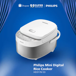 Philips Mini Digital Rice Cooker / Magicom HD3170/33 0.85 L, Penanak Nasi, Inner Pot Anti Lengket - White