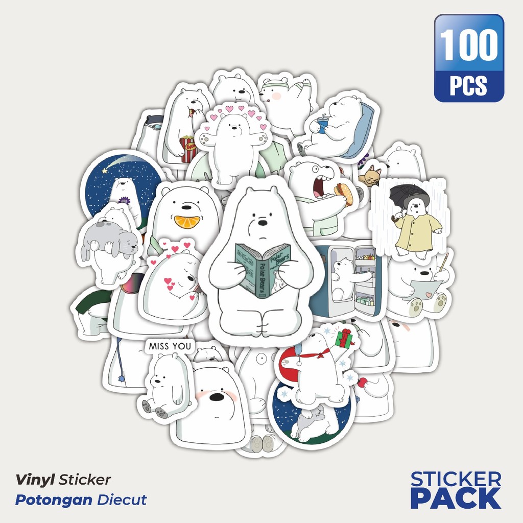 Jual Stiker Vinyl Funny Character We Bare Bear The Ice Bear Only ...