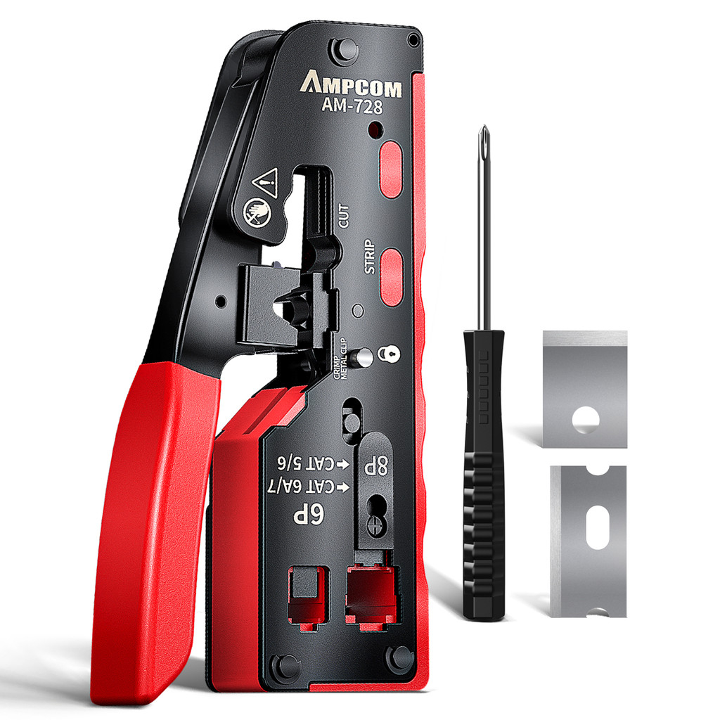 Jual AMPCOM rj45 Crimper CAT7 Crimping Tool for Pass Through RJ11 RJ 45 ...
