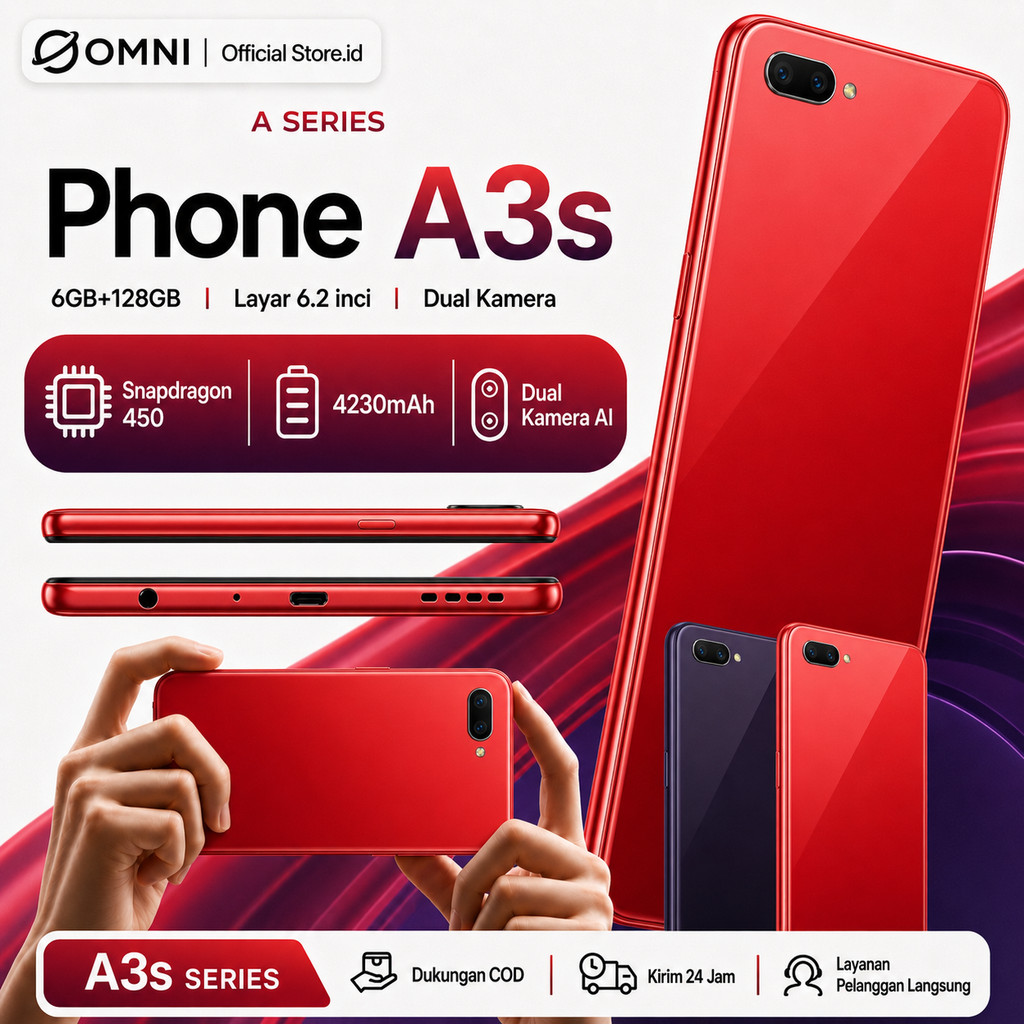 HP Smartphone A3S ram 6/128GB 4G LTE GARANSI TOKO 1 TAHUN