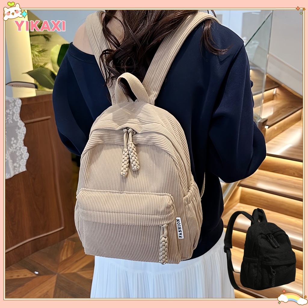 Jual [COD] Tas Ransel Corduroy/Ransel Gaya Kuliah Ins /Ransel Korea ...
