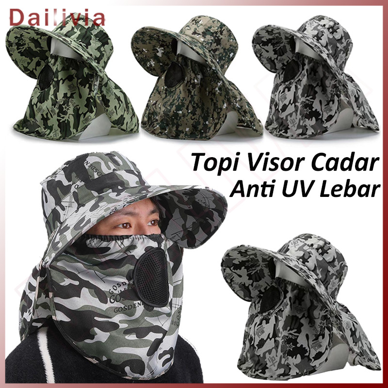 Jual DL - Topi Visor Cadar Pria Anti UV Lebar/ Topi Kebun / Topi Masker ...