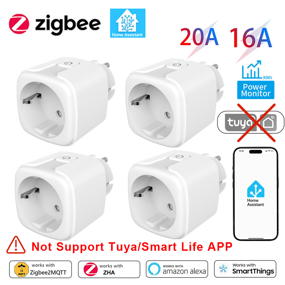 Jual Home Assistant Zigbee EU Smart Plug 20A/16A Smart Socket With ...