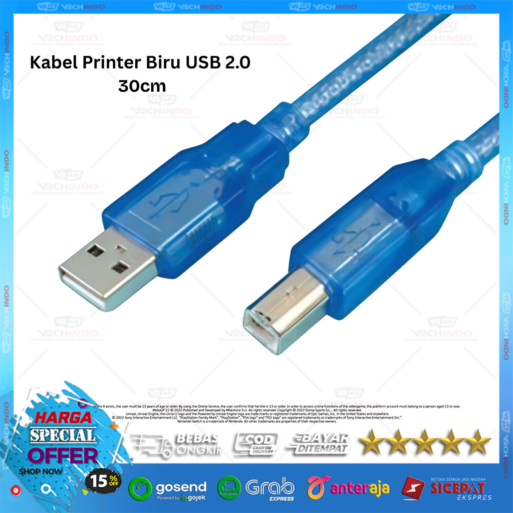 Jual Kabel Biru Printer USB 2.0 Panjang 30cm Kualitas Tinggi dengan ...