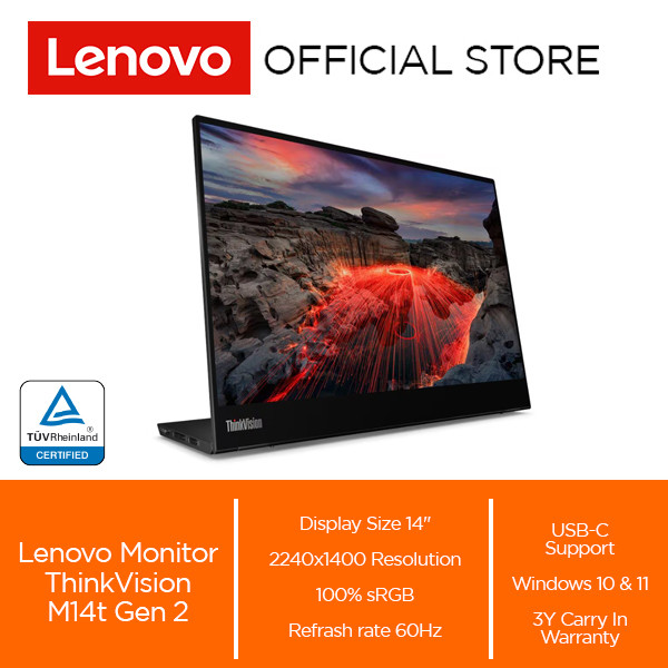 Jual Lenovo Monitor ThinkVision M14t Gen 2 14