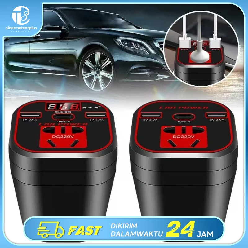 Inverter Mobil 200W 12V/24V 4USB Cepat Aman