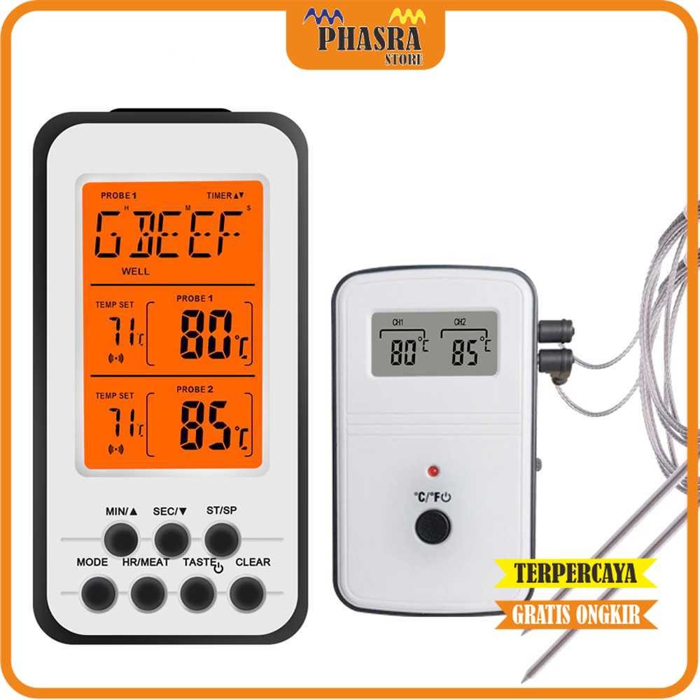 Jual Anpro Termometer Makanan Daging Digital Wireless 2 Probe with ...