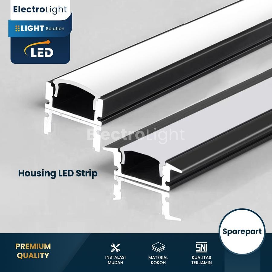 Jual Kap housing aluminium hitam LED strip tanam tempel inbow outbow ...