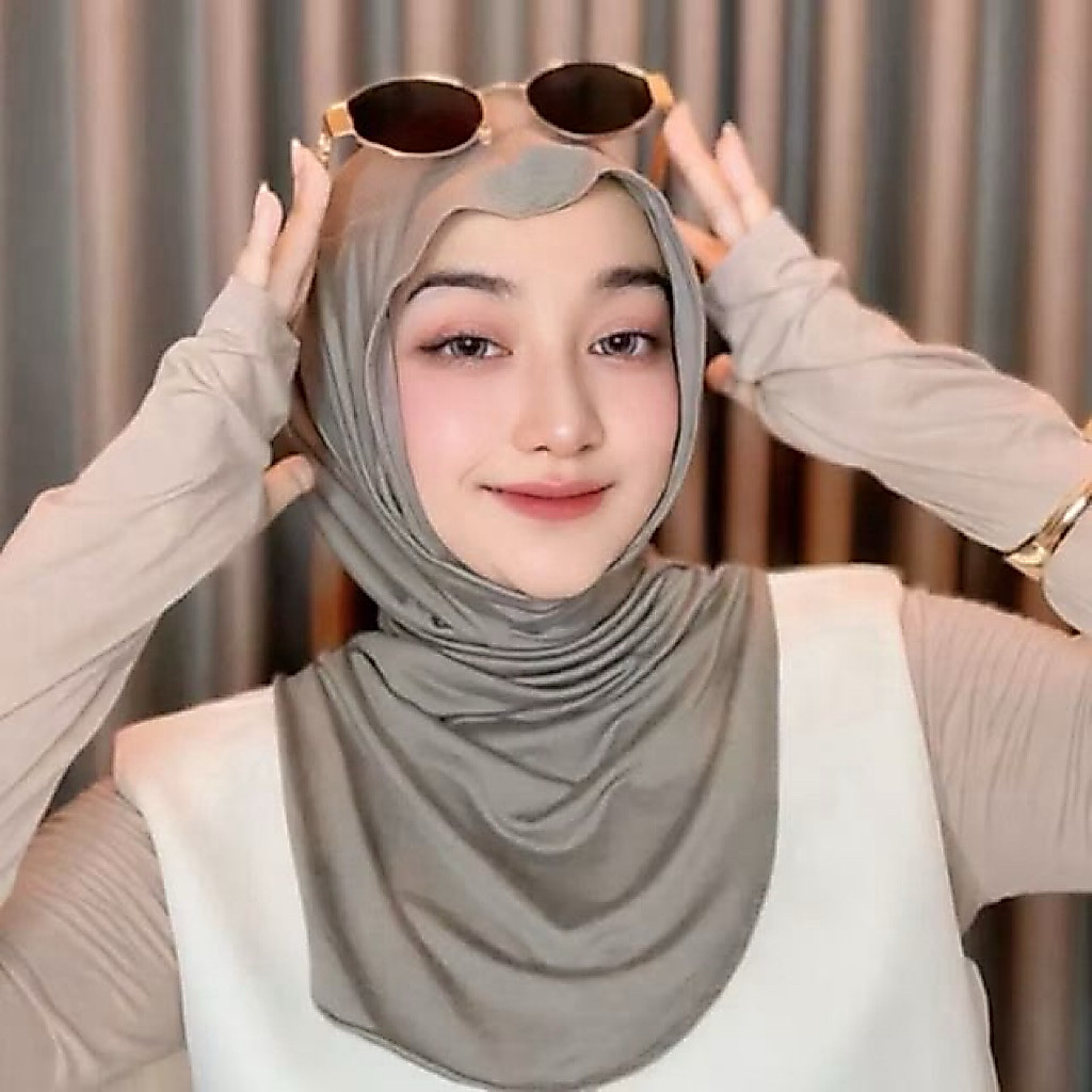Hijab Instan Bergo Huma Jersey Premium Cooltech Pashmina Meleyot Plus Inner Top Bisa 4 Model