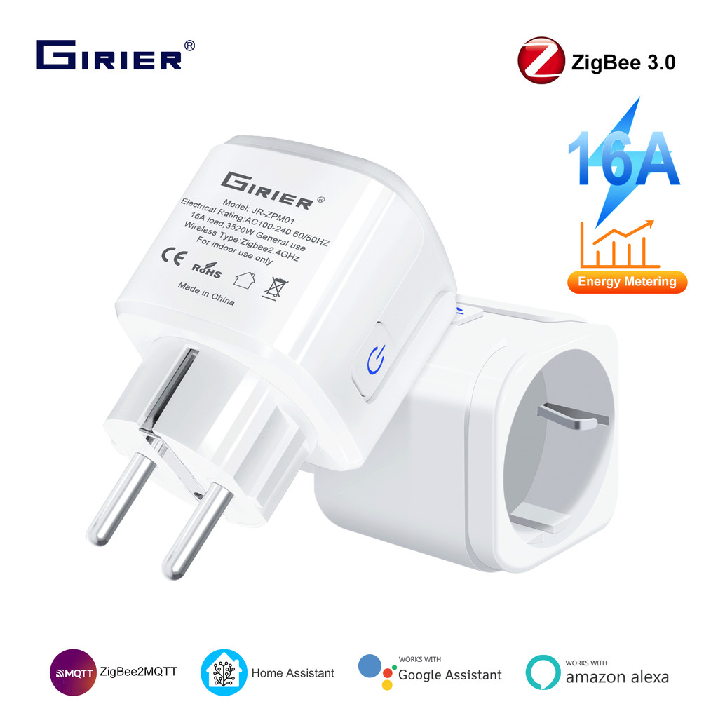Jual GIRIER ZigBee Plug 16A Smart Socket Outlet EU with Energy Metering ...