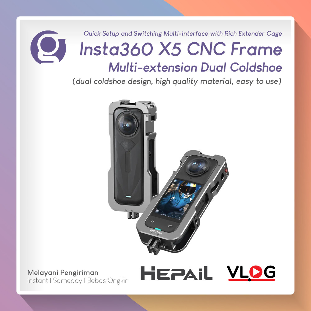 Jual HEPAiL AC81 Metal Cage for Insta360 X5 Aluminium Case Rabbit Rig ...