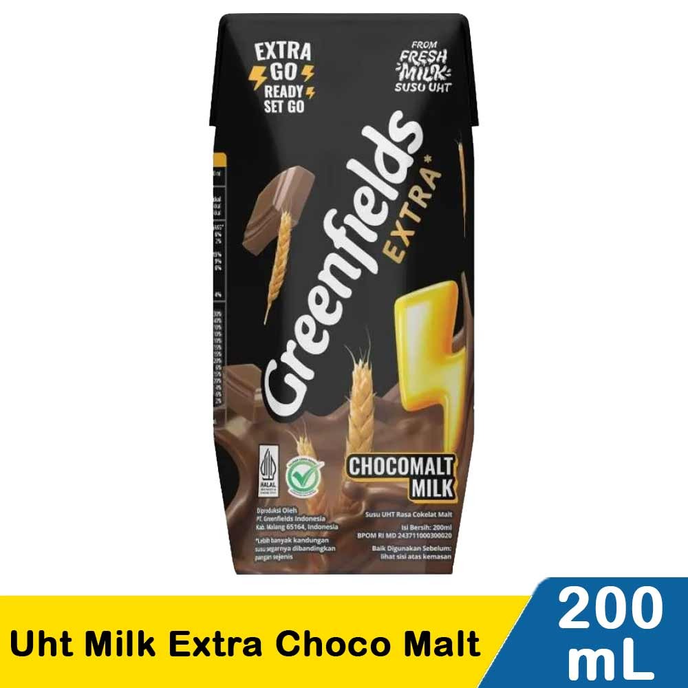 Jual GREENFIELDS UHT MILK EXTRA CHOCO MALT 200mL | Shopee Indonesia
