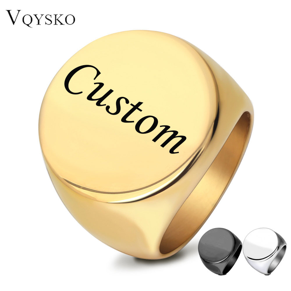 Jual Customized Signet Ring Engrave Name Logo Photo Jewelry Stainless ...