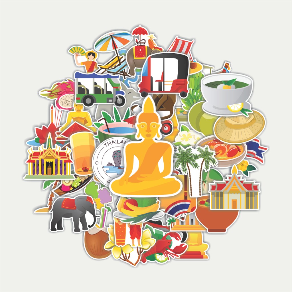 Jual Sticker Pack Stiker Thailand Landmark | Sticker TUMBLR | Stiker ...