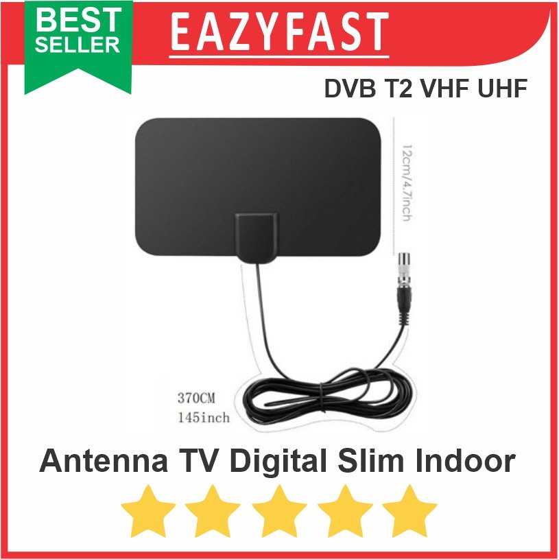 Jual Antenna TV Digital HDTV DVB-T2 Slim Flat Antena Indoor Tempel VHF ...