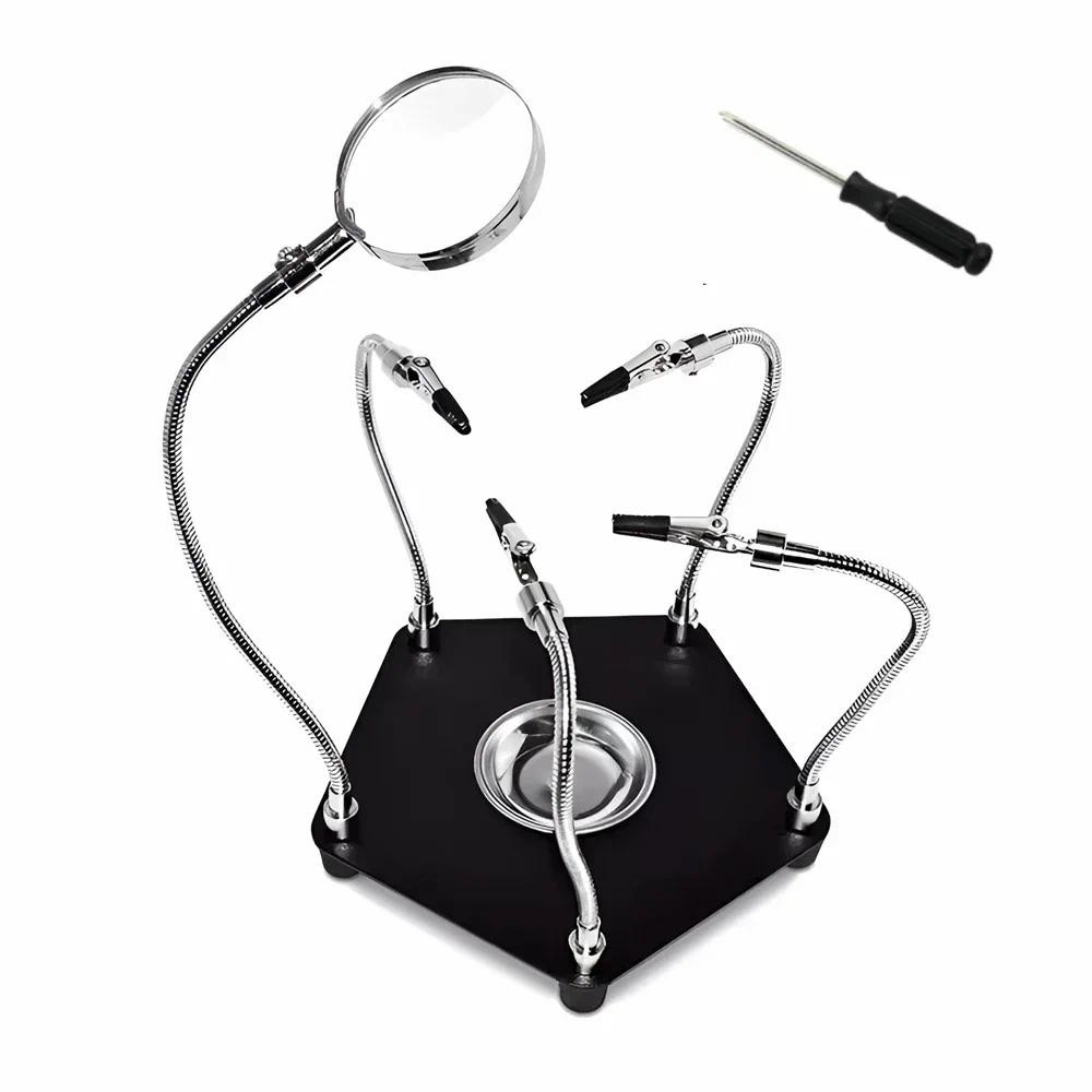 Jual Table Soldering Helping Hands with Alligator clip Magnifier For ...