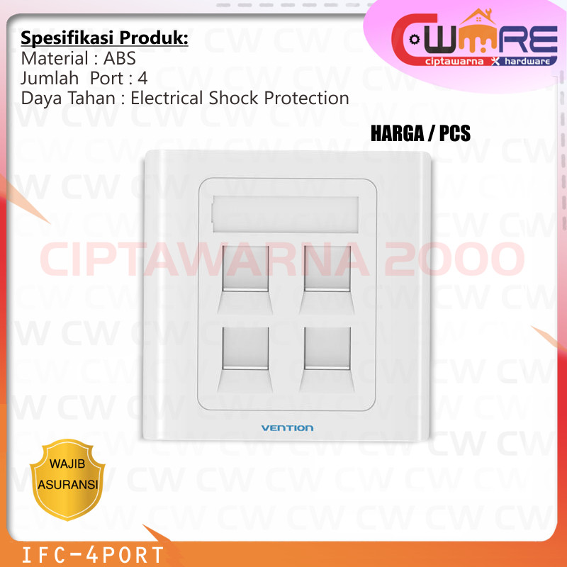 Jual Konektor 4 Port RJ45 Penghubung Kabel Dinding Keystone Jack Wall ...