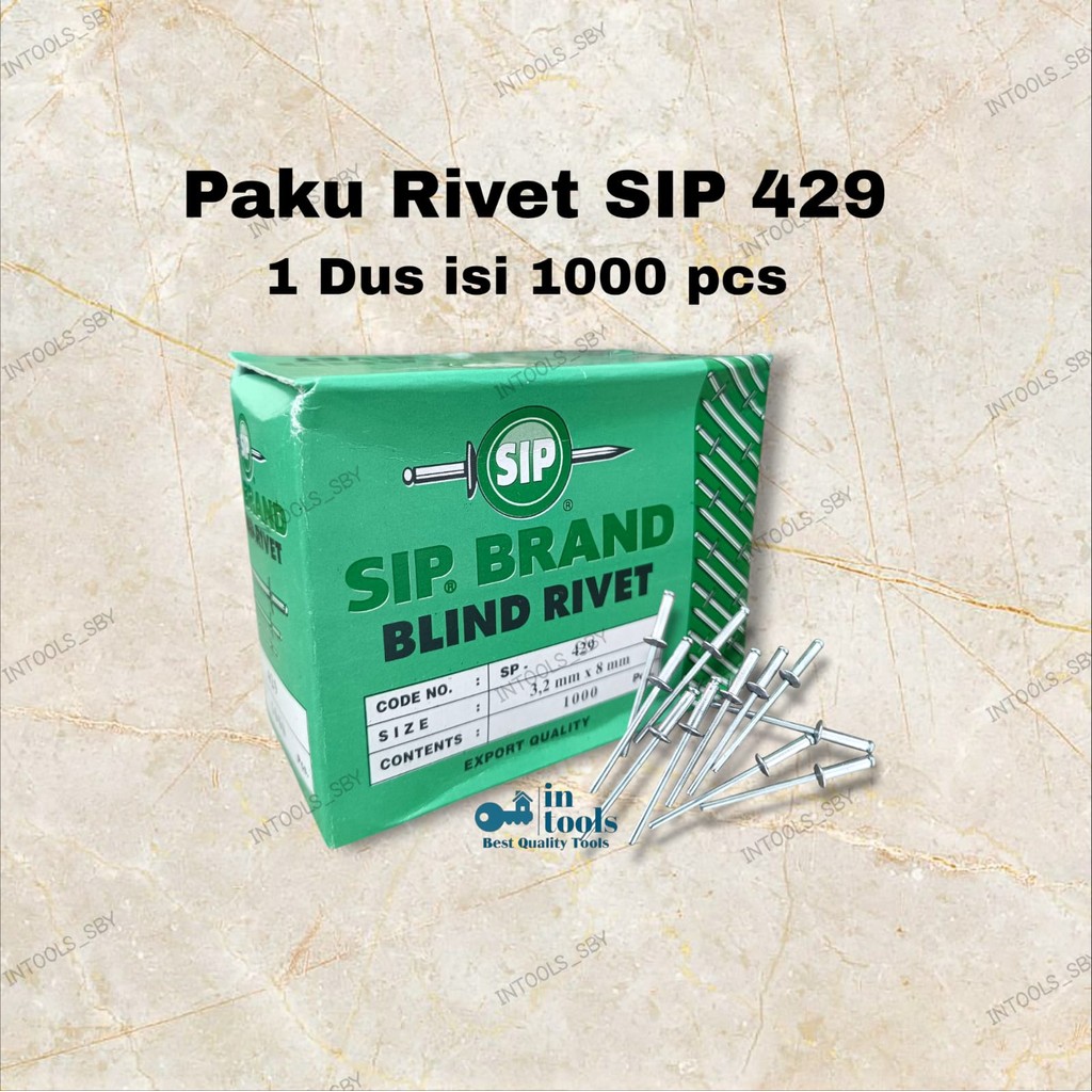Jual [HARGA PER 1 DUS] Paku Rivet SP 429 SIP BRAND 3.2 x 8 mm isi 1000 ...