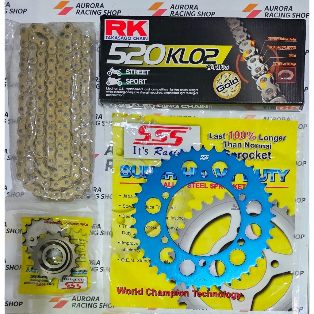 Jual GEAR SET SSS BLUE YAMAHA R25 R 25 / MT25 MT 25 & RANTAI RK O RING ...