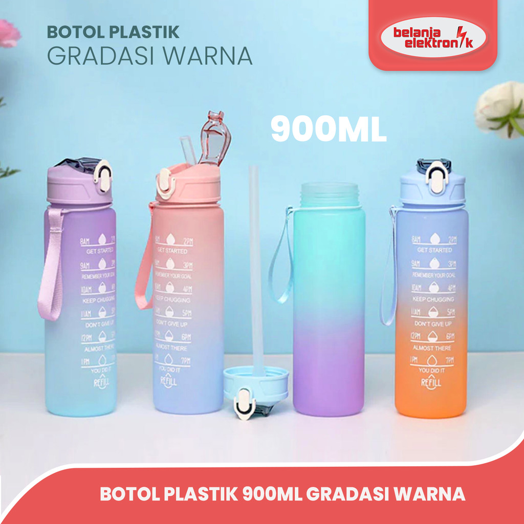 Jual BOTOL MINUM VIRAL PLASTIK WARNA GRADASI GRADIENT COLOUR 900 ML ...